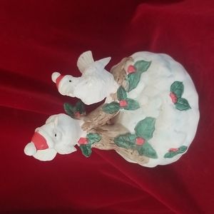 Vintage Snowbirds Rotating Deck the Halls with Boughs of Holly Music Box